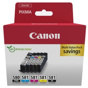 Pack 5 Cartuchos Originales CANON 580/581 BK+C+M+Y Negro Foto - 2078C007