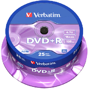 DVD+R VERBATIM Advanced Azo 43500 - 4.7GB · 16X · Tarrina 25 unidades