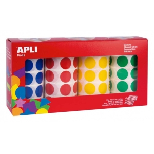 Pack de 4 Rollos de Pegatinas APLI 13793 - 20mm · Redondas · 4 Colores